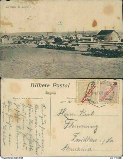 Postcard Lobito Hafen Kanonen Bahnhof 1915  Angola