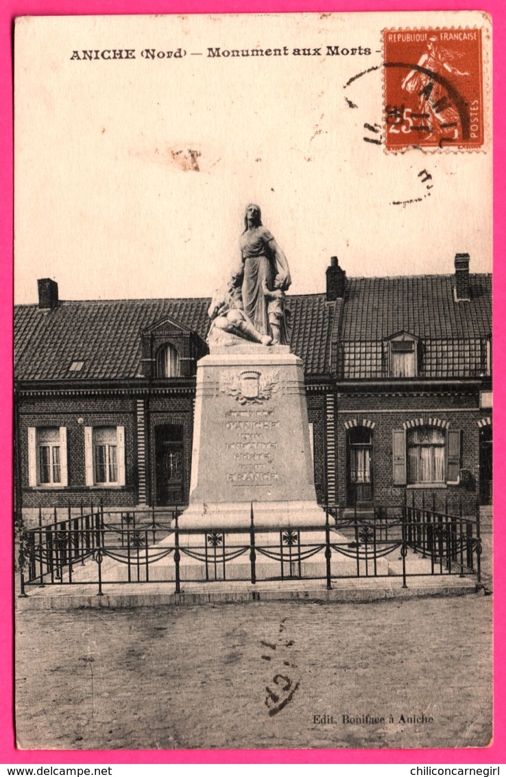 Aniche - Monument aux Morts - Animée - Edit. BONIFACE - 1911