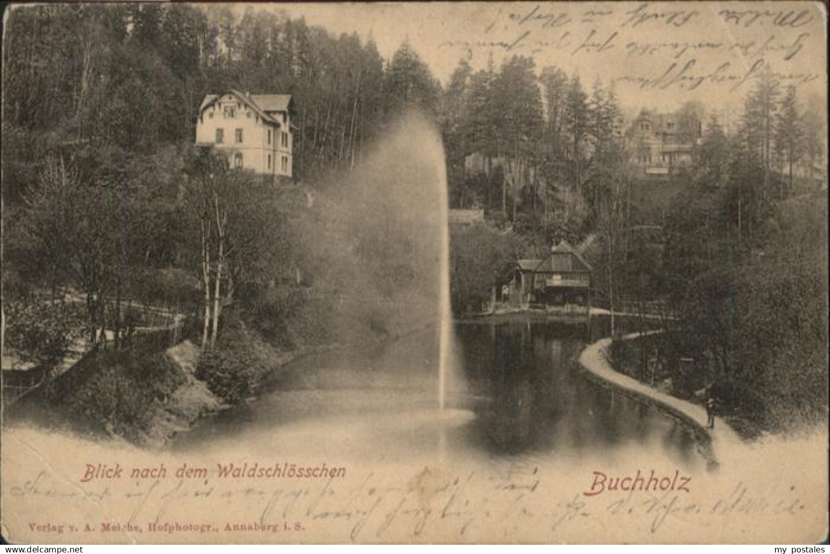Annaberg-Buchholz Erzgebirge Annaberg-Buchholz Waldschloesschen Springbrunnen Te