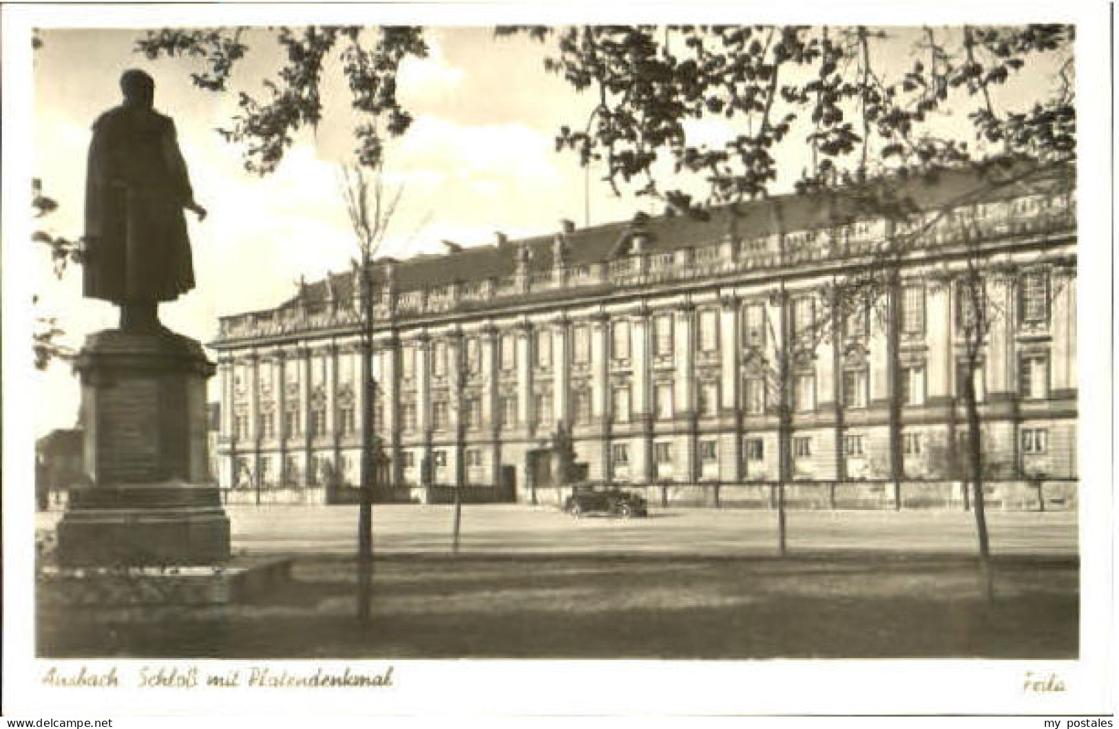 Ansbach Mittelfranken Ansbach Schloss Denkmal ungelaufen ca. 1955