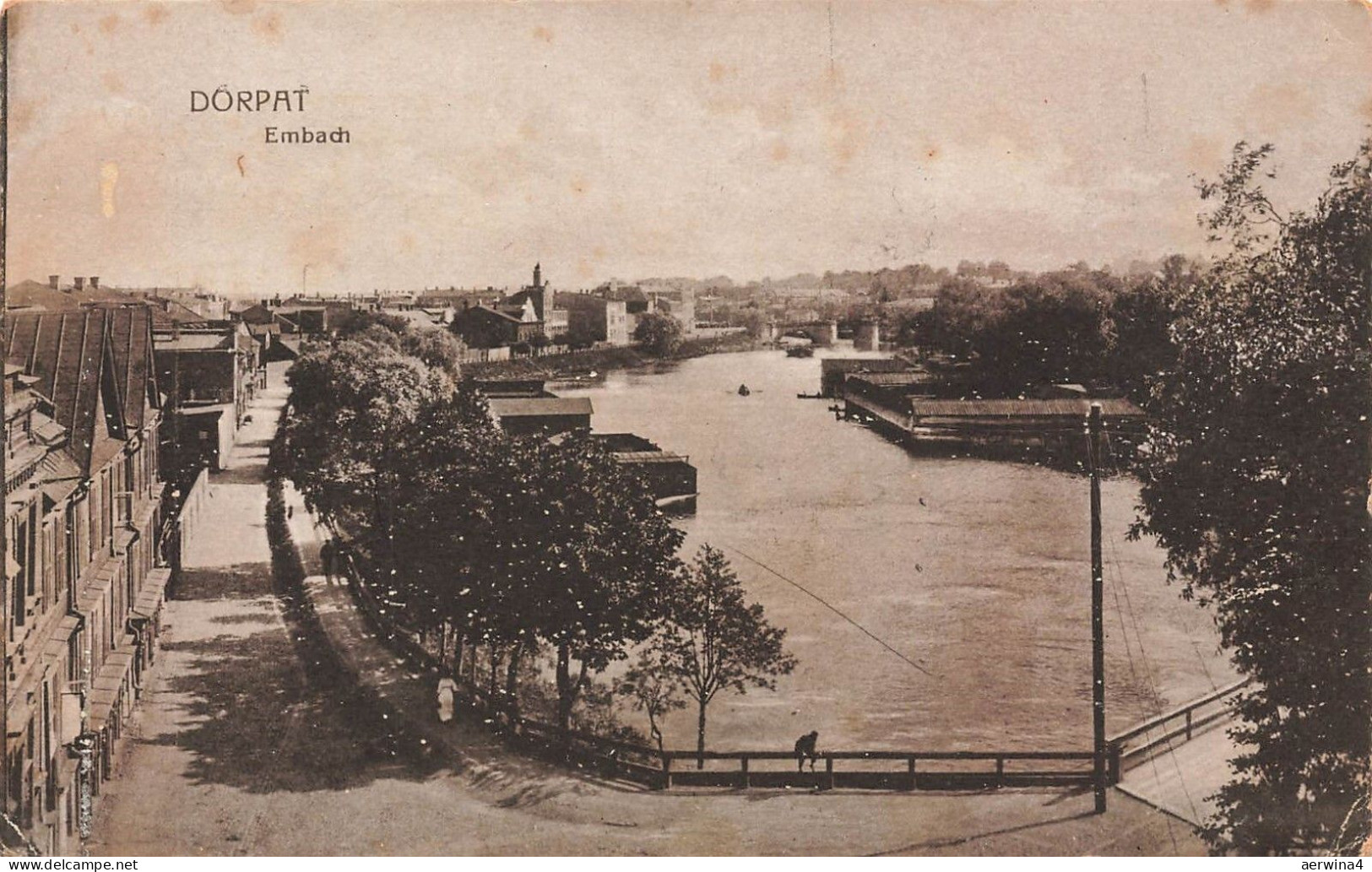 Ansicht Embach in Dorpat Tartu Estland Postkarte AK