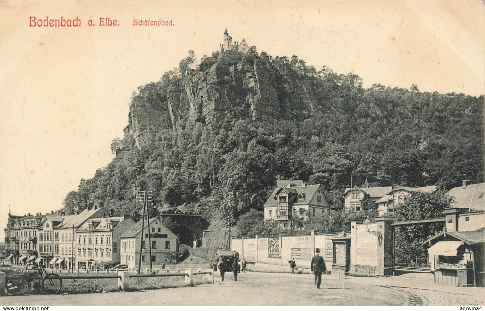 Ansicht Schäferwand und Bergschloss in Bodenbach Böhmen Postkarte AK
