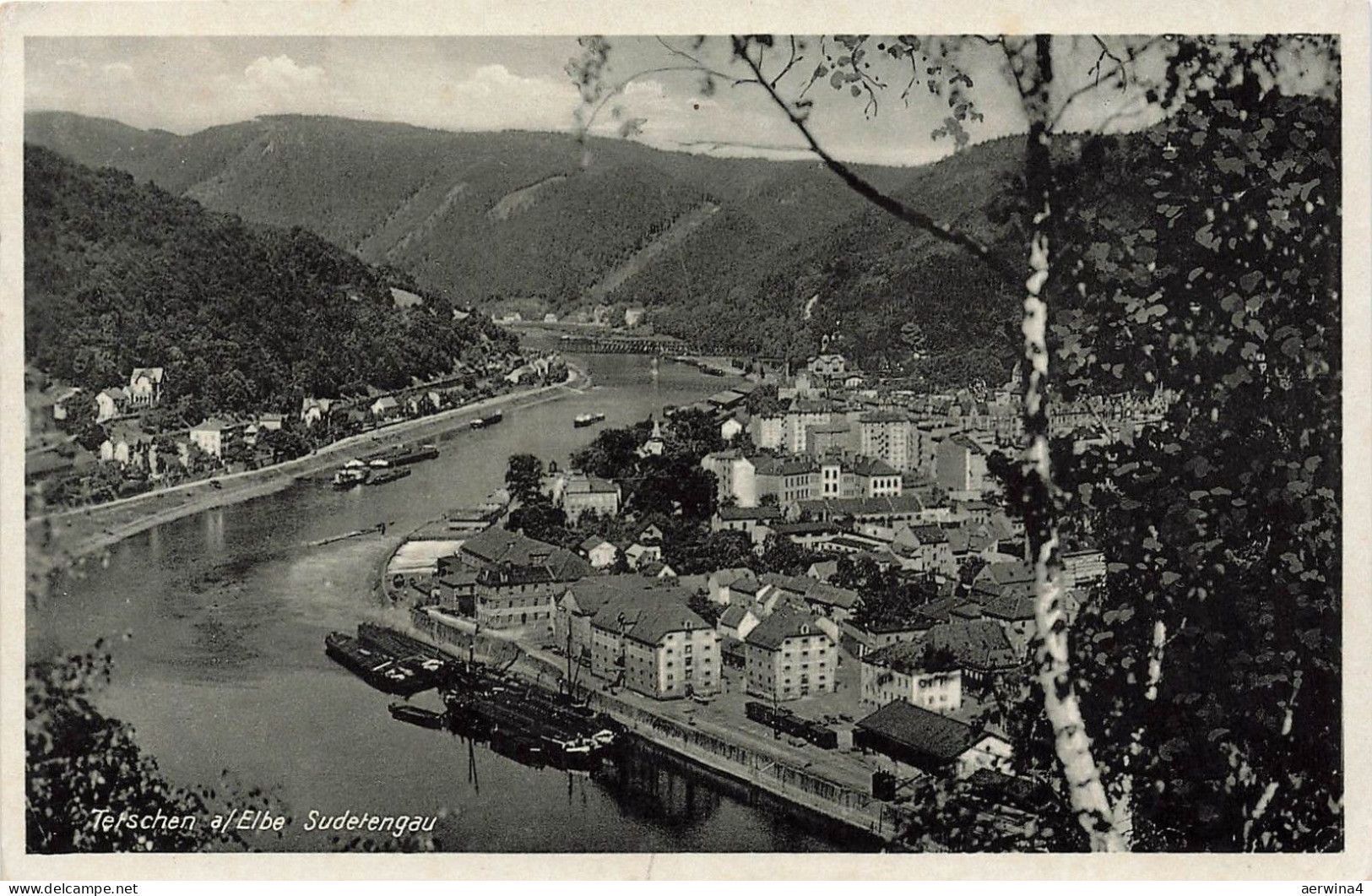 Ansicht Tetschen an der Elbe Sudetengau Sudeten Postkarte AK 1941