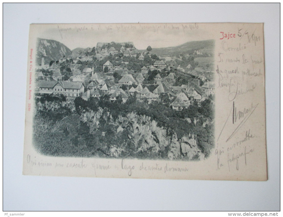 Ansichtskarte 1901 Jajce Österreich / Bosnien Herzegowina gesendet nach Trieste. Panorama Ansicht