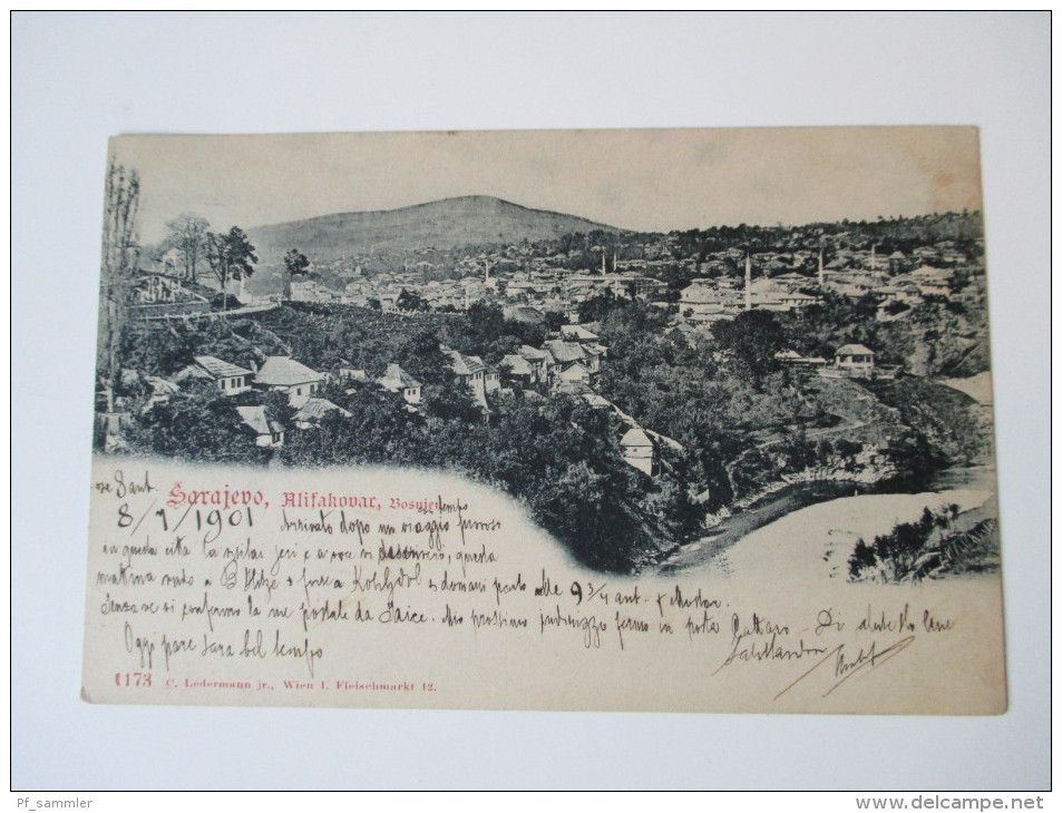 Ansichtskarte 1901 Sarajewo, Alifakovar, Bosnien. Österreich / Bosnien Herzegowina. Panorama. C. Ledermann jr. Wien