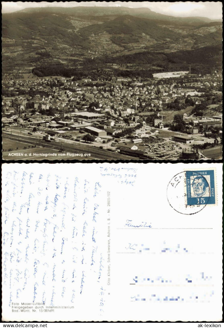 Ansichtskarte Achern Luftbild Stadt Fabrik Hornisgrinde 1962