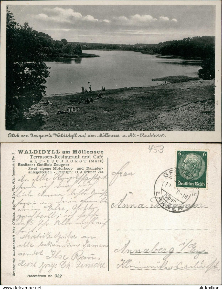 Ansichtskarte Altbuchhorst-Grünheide (Mark) Strand am Möllensee 1934