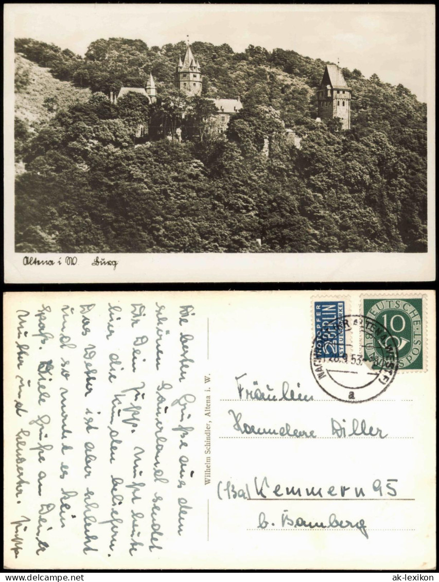Ansichtskarte Altena Burg Altena (Fernansicht, Castle) 1953