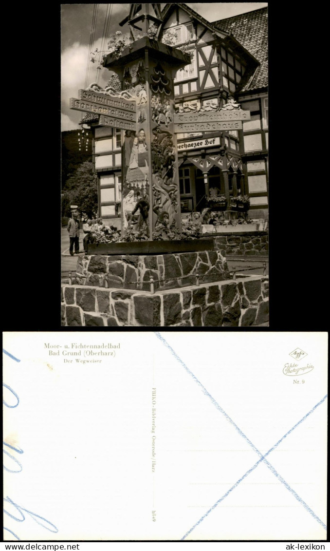 Ansichtskarte Bad Grund (Harz) Geschnitzter gestalteter Wegweiser 1961