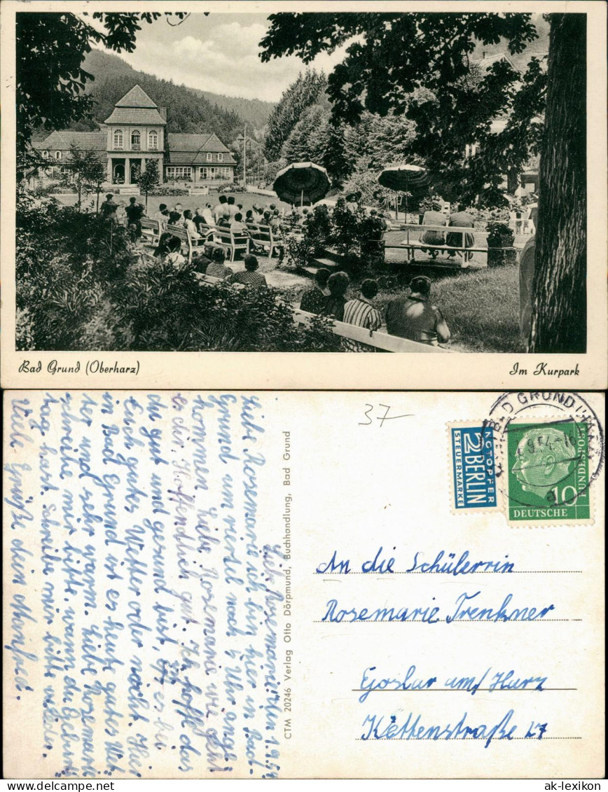 Ansichtskarte Bad Grund (Harz) Im Kurpark 1954