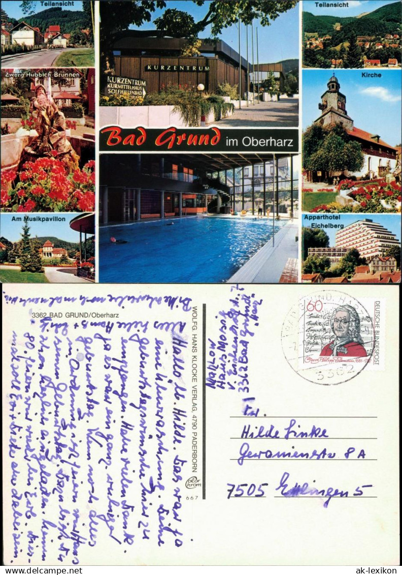 Ansichtskarte Bad Grund (Harz) Kurzentrum, Schwimmhalle, Apparthotel 1980