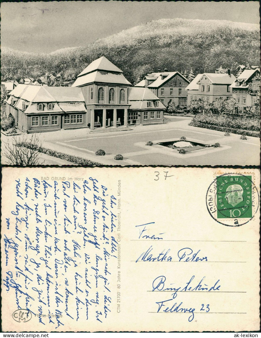 Ansichtskarte Bad Grund (Harz) Stadtpartie im Winter 1962