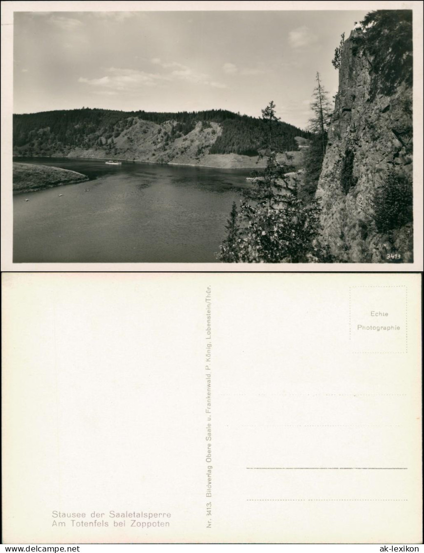 Ansichtskarte Bad Lobenstein Saaletalsperre - Totenfels Zoppoten 1932