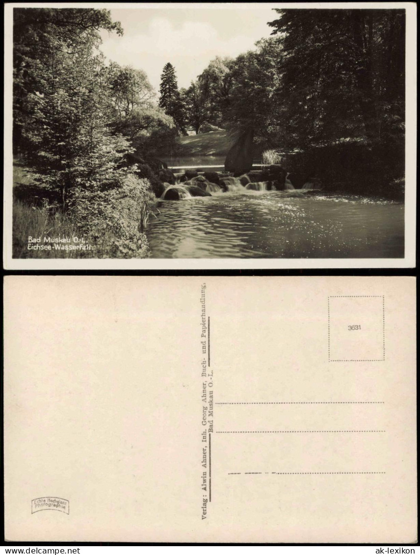 Ansichtskarte Bad Muskau Eichsee-Wasserfall Oberlausitz 1934
