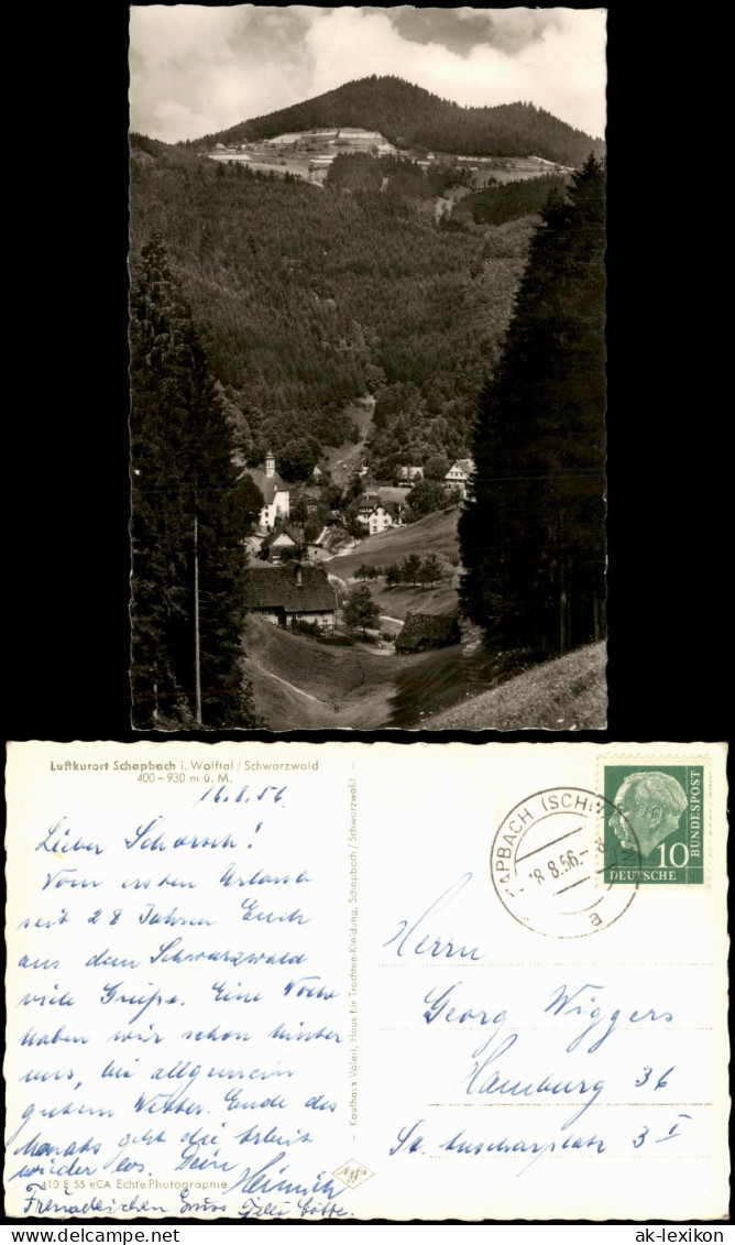 Ansichtskarte Bad Rippoldsau-Schapbach Ortspartie - Fotokarte 1956