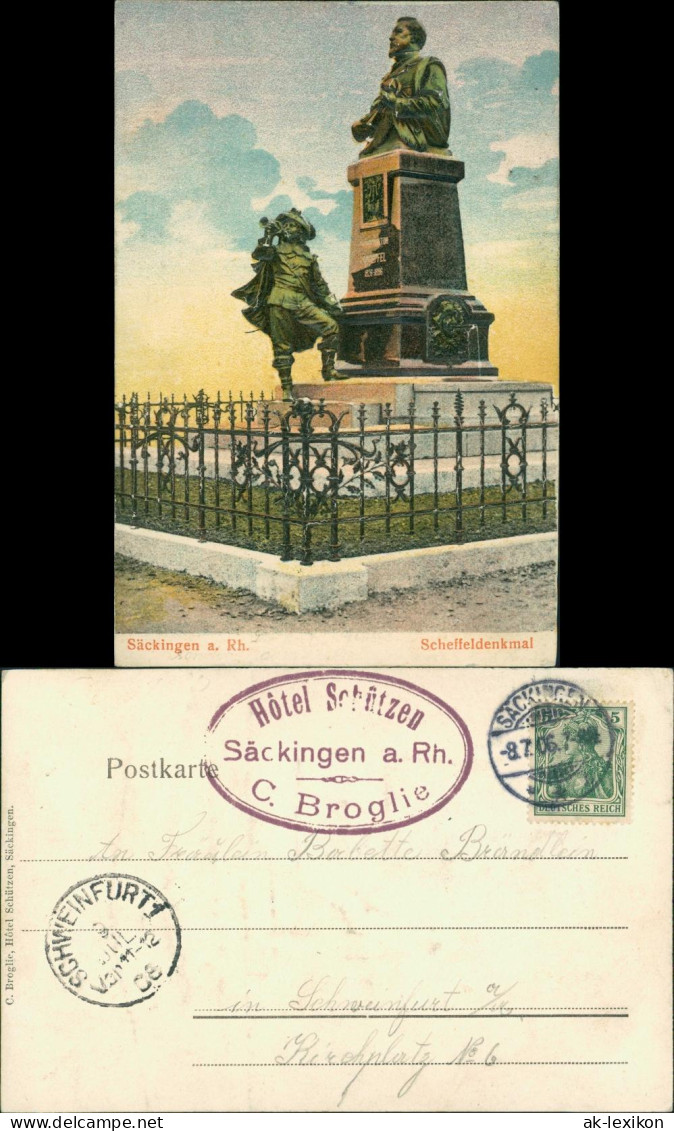 Ansichtskarte Bad Säckingen Scheffeldenkmal 1906 Prägekarte