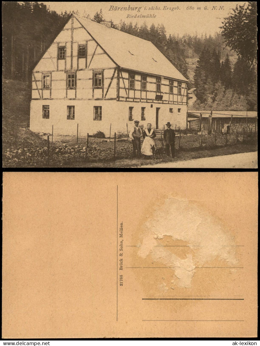 Ansichtskarte Bärenstein (Erzgebirge) Partie an der Riedelmühle 1920