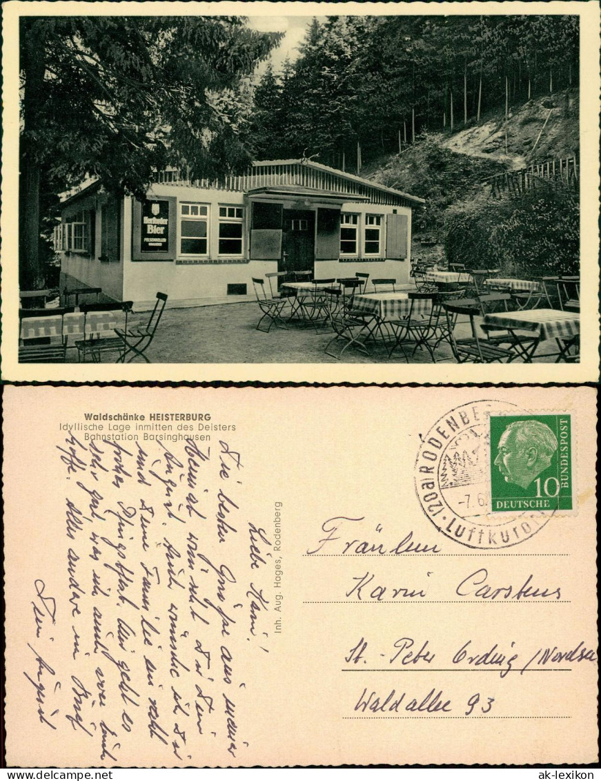 Ansichtskarte Barsinghausen Waldschänke Heisterburg - Herforder Bier 1958