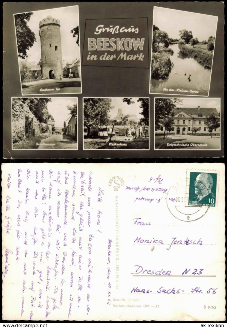 Ansichtskarte Beeskow Stadtteilansichten Schloß Turm 1962
