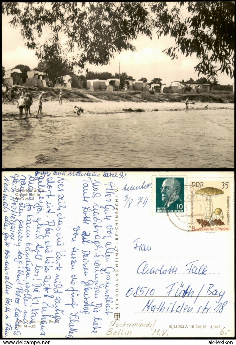 Ansichtskarte Bellin-Ueckermünde Strand von Ueckermünde-Bellin 1972