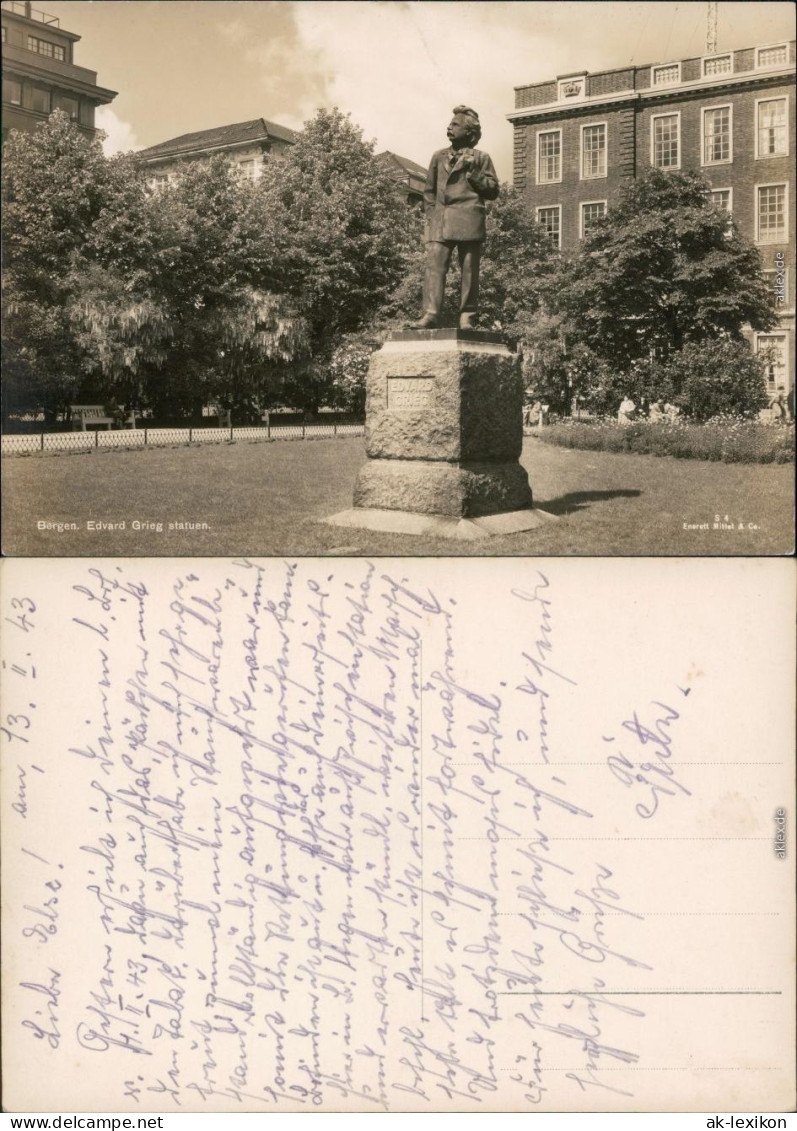 Ansichtskarte Bergen Bergen Edvard Grieg statuen 1930