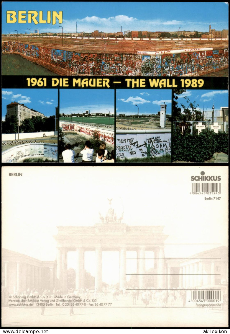 Ansichtskarte Berlin Berliner Mauer The Wall Mehrbildkarte 1989
