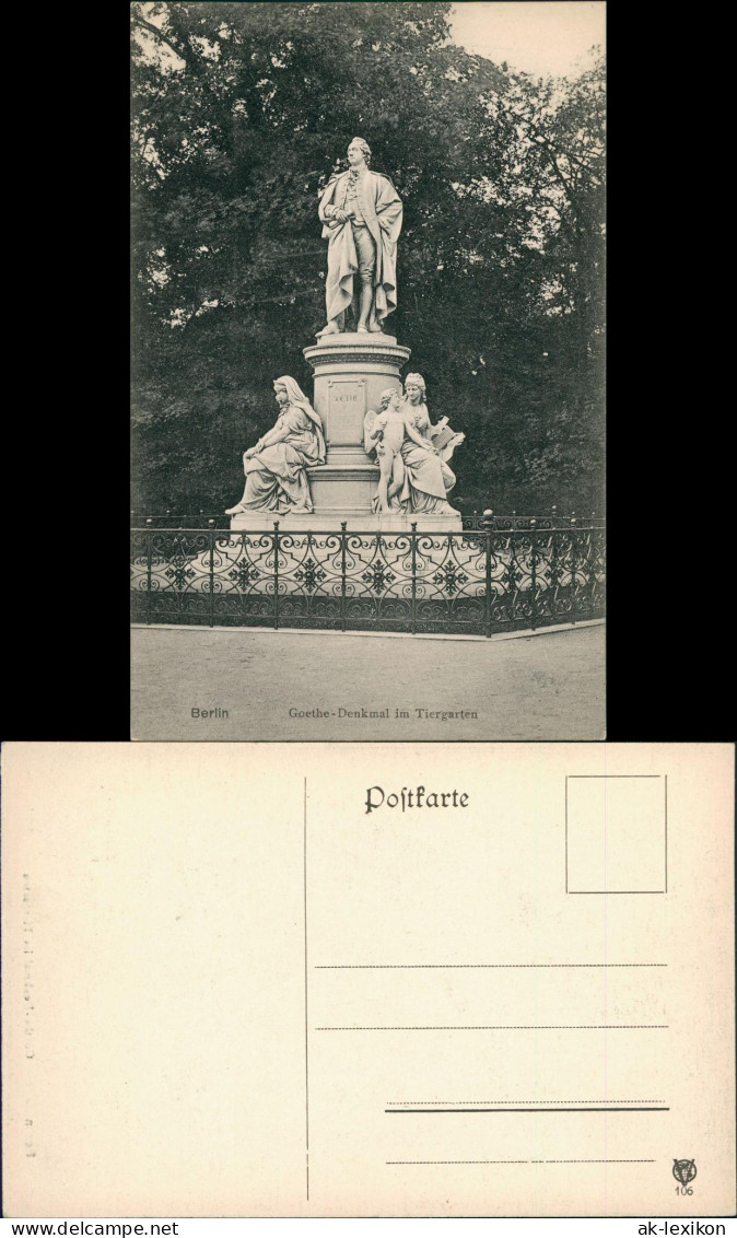 Ansichtskarte Berlin Goethe-Denkmal im Tiergarten 1912