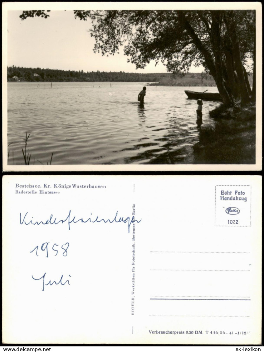 Ansichtskarte Bestensee Badestelle Hintersee zu DDR-Zeiten 1958