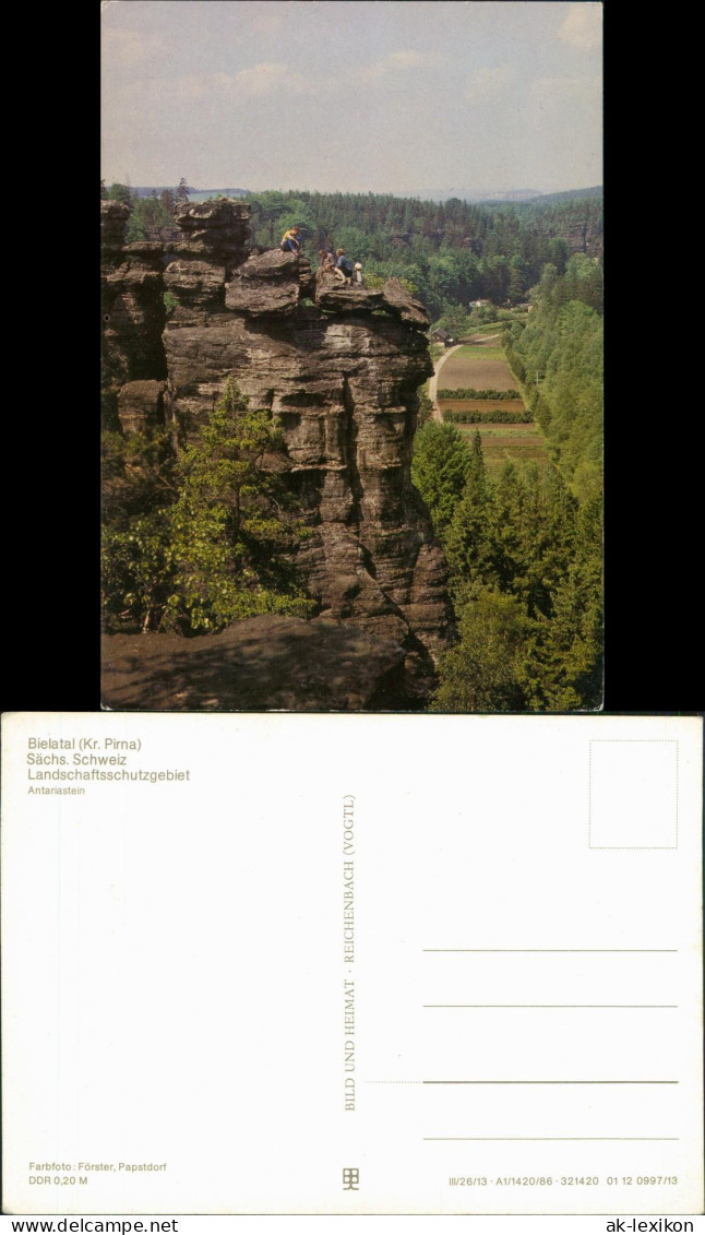 Ansichtskarte Bielatal-Rosenthal-Bielatal Antariastein Bergsteiger 1986