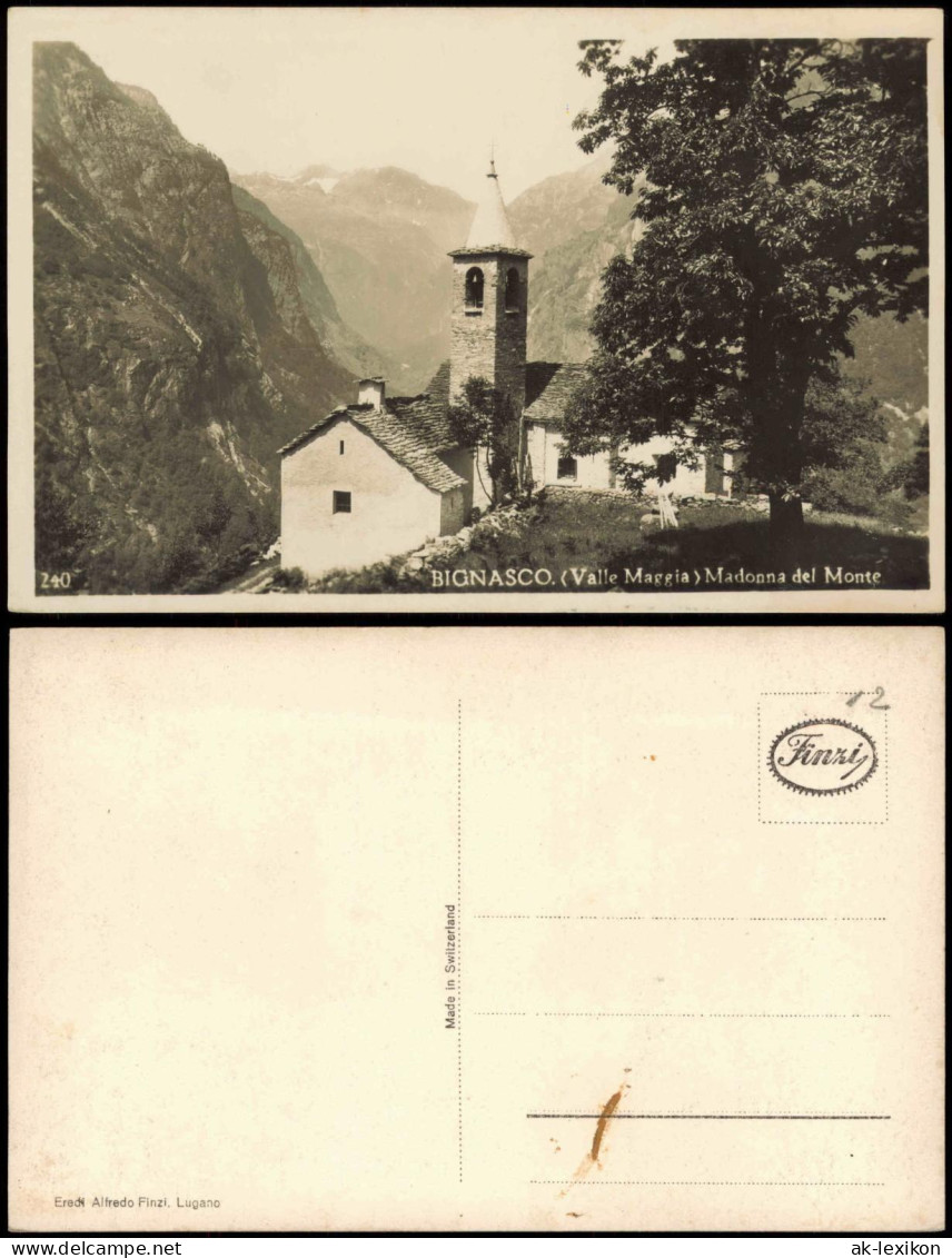 Ansichtskarte Bignasco BIGNASCO Valle Maggia Madonna del Monte 1930