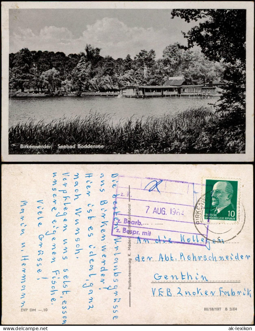 Ansichtskarte Birkenwerder Seebad Boddensee DDR AK 1964