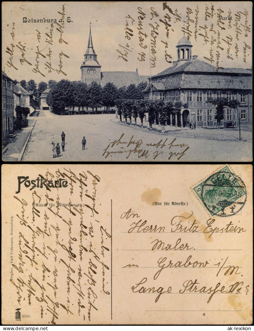 Ansichtskarte Boizenburg (Elbe) Marktplatz 1908