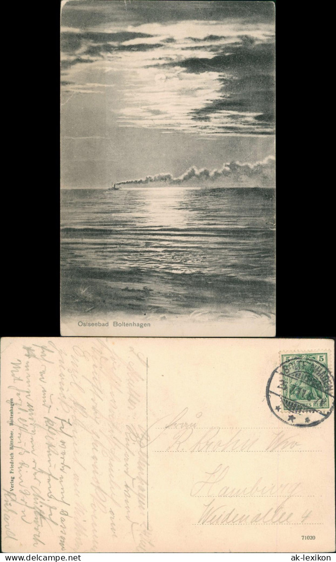 Ansichtskarte Boltenhagen Dampfer bei Mondschein 1911