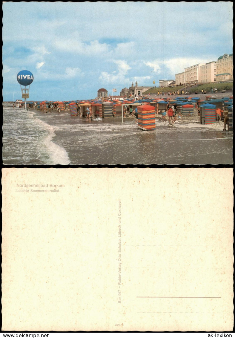 Ansichtskarte Borkum Leichte Sommersturmflut Nordseeheilbad Borkum 1975