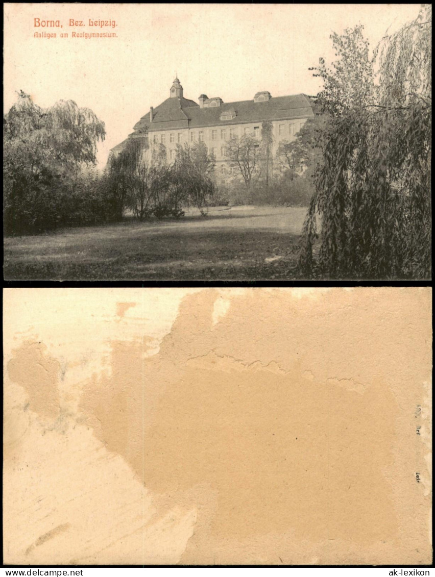 Ansichtskarte Borna Anlagen am Realgymnasium 1918