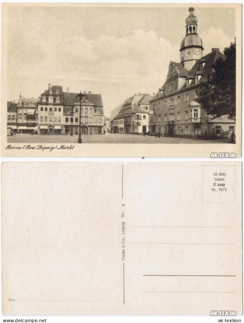 Ansichtskarte Borna Marktplatz 1918