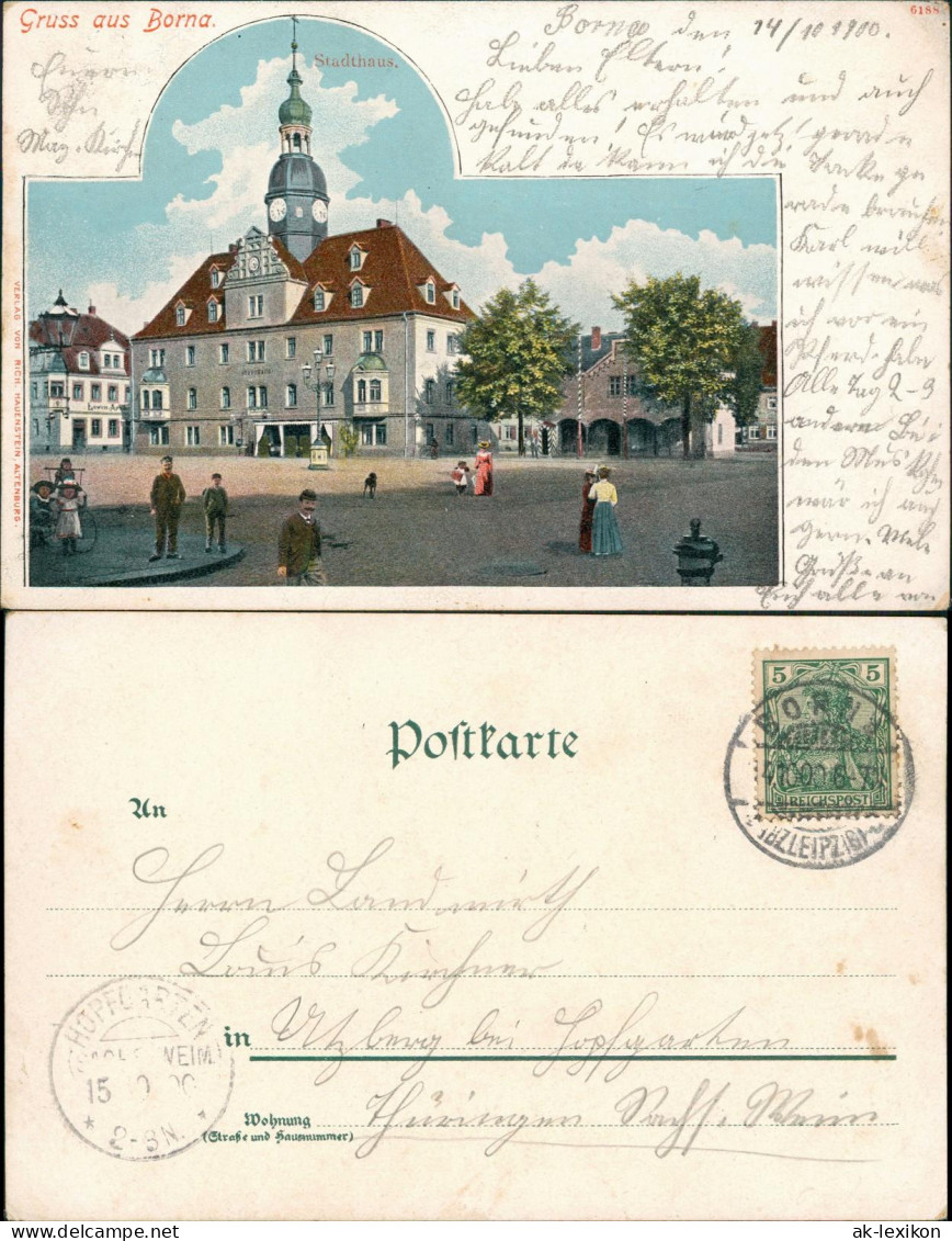 Ansichtskarte Borna Partie am Stadthaus 1906