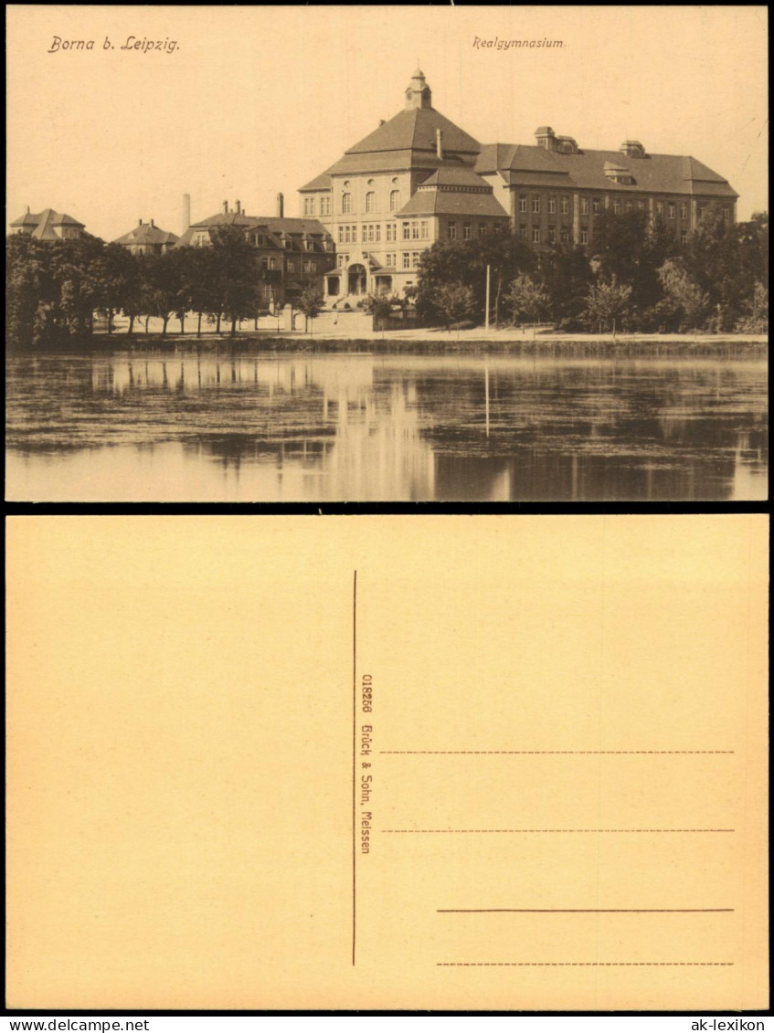 Ansichtskarte Borna Realgymnasium - Fluß y 1914