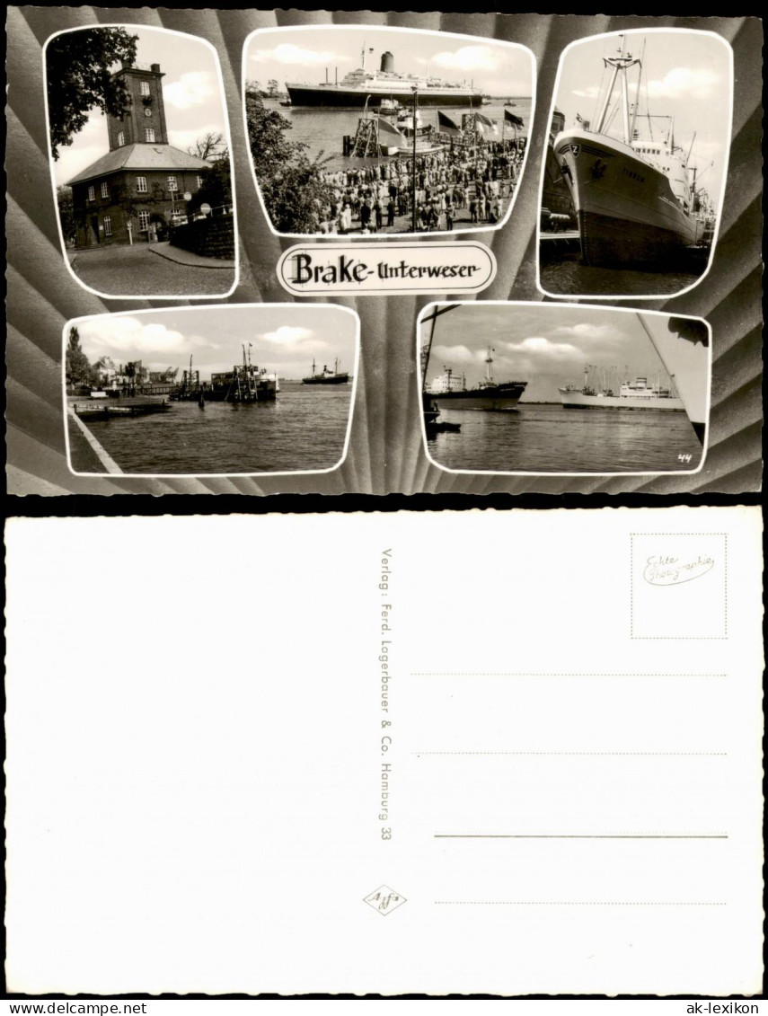 Ansichtskarte Brake (Unterweser) Mehrbild: Hafen, Schiffe, Dampfer 1968