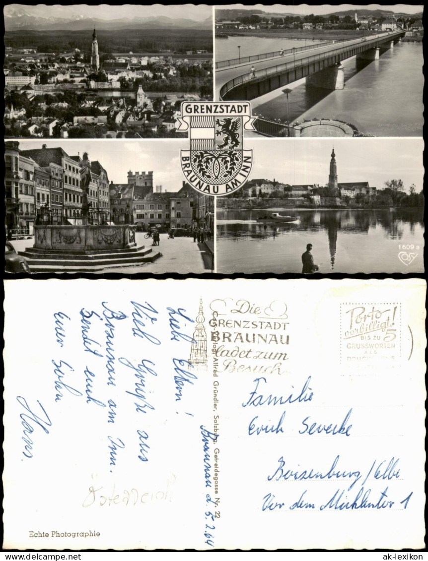 Ansichtskarte Braunau am Inn Mehrbildkarte mit Straßen und Plätze 1964