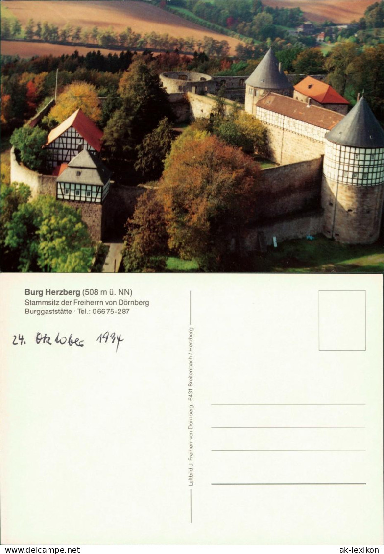 Ansichtskarte Breitenbach am Herzberg Luftbild - Burg/Schloss Herzberg 1994