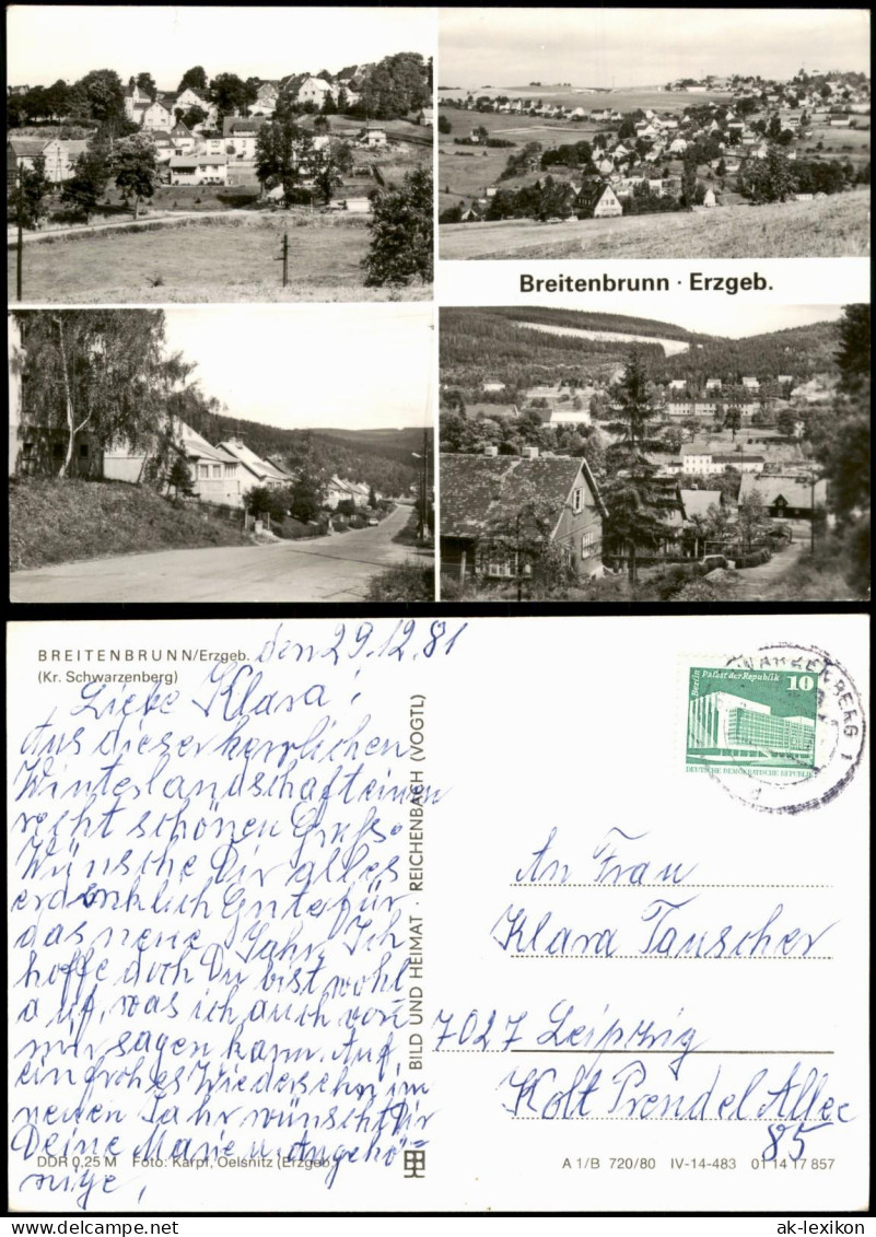 Ansichtskarte Breitenbrunn (Erzgebirge) 4 Bild Stadtansichten 1980