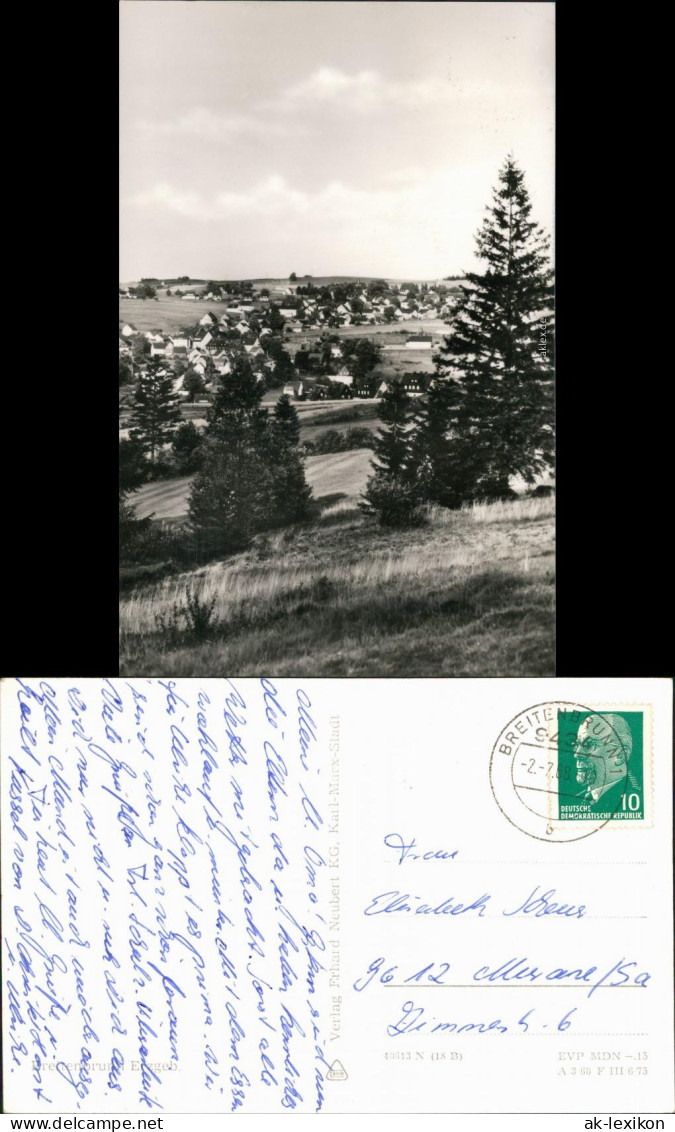 Ansichtskarte Breitenbrunn (Erzgebirge) Blick auf den Ort 1968