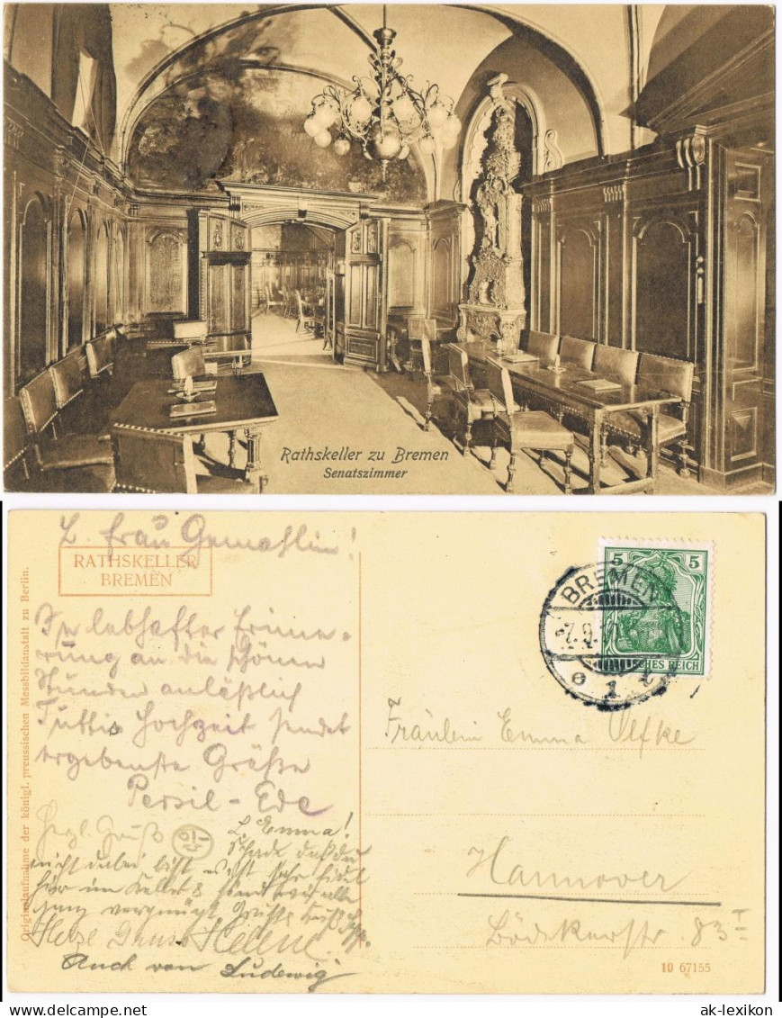 Ansichtskarte Bremen Ratskeller Bremen - Senatszimmer 1913