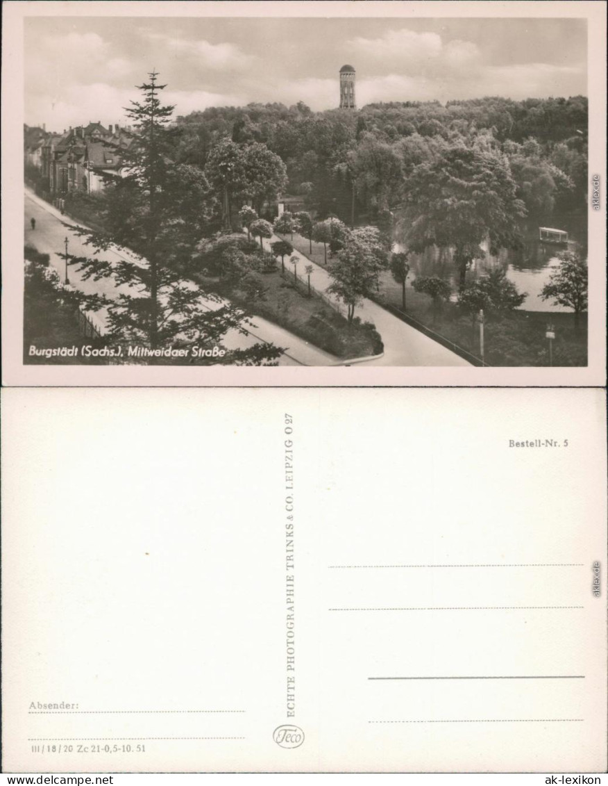 Ansichtskarte Burgstädt Mittweidaer Straße 1951