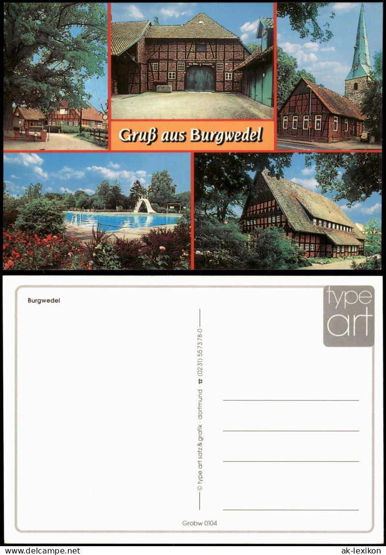 Ansichtskarte Burgwedel Mehrbildkarte Häuser-Ansichten u. Freibad 2000