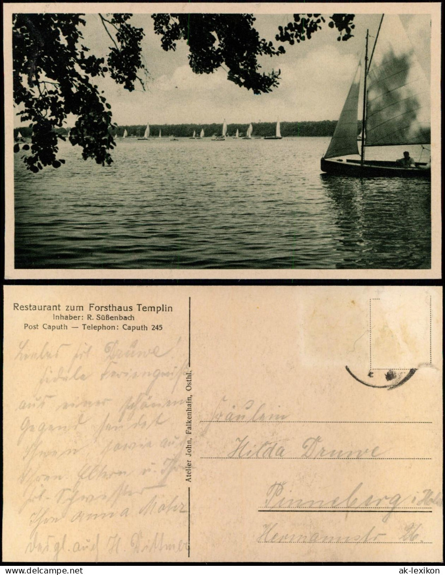 Ansichtskarte Caputh-Schwielowsee Segelboote 1930