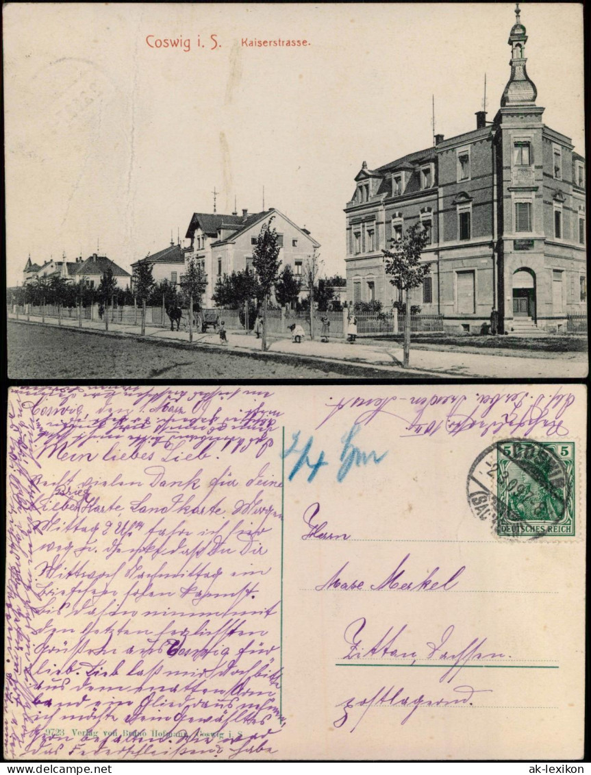 Ansichtskarte Coswig (Sachsen) Kaiserstrasse. 1909