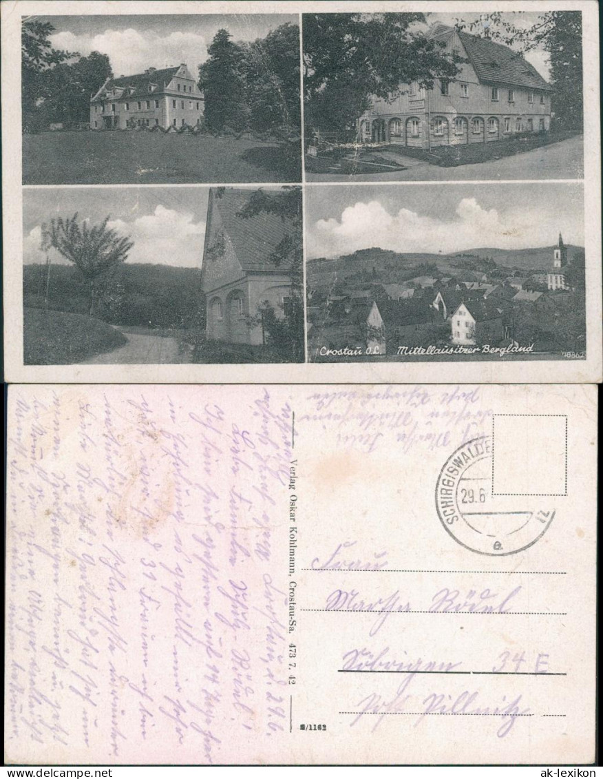 Ansichtskarte Crostau Chróstawa Gutshaus - Gaststätte - Panorama 1932