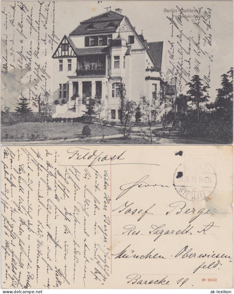 Ansichtskarte Dahlem-Berlin Podbielskie-Allee 4 1915